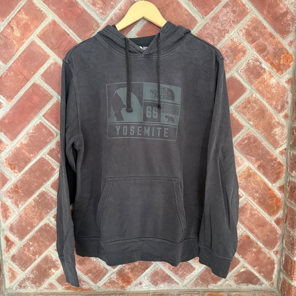The North Face Yosemite Hoodie Mens M Black Route 66 Graphic Fleece Pullover